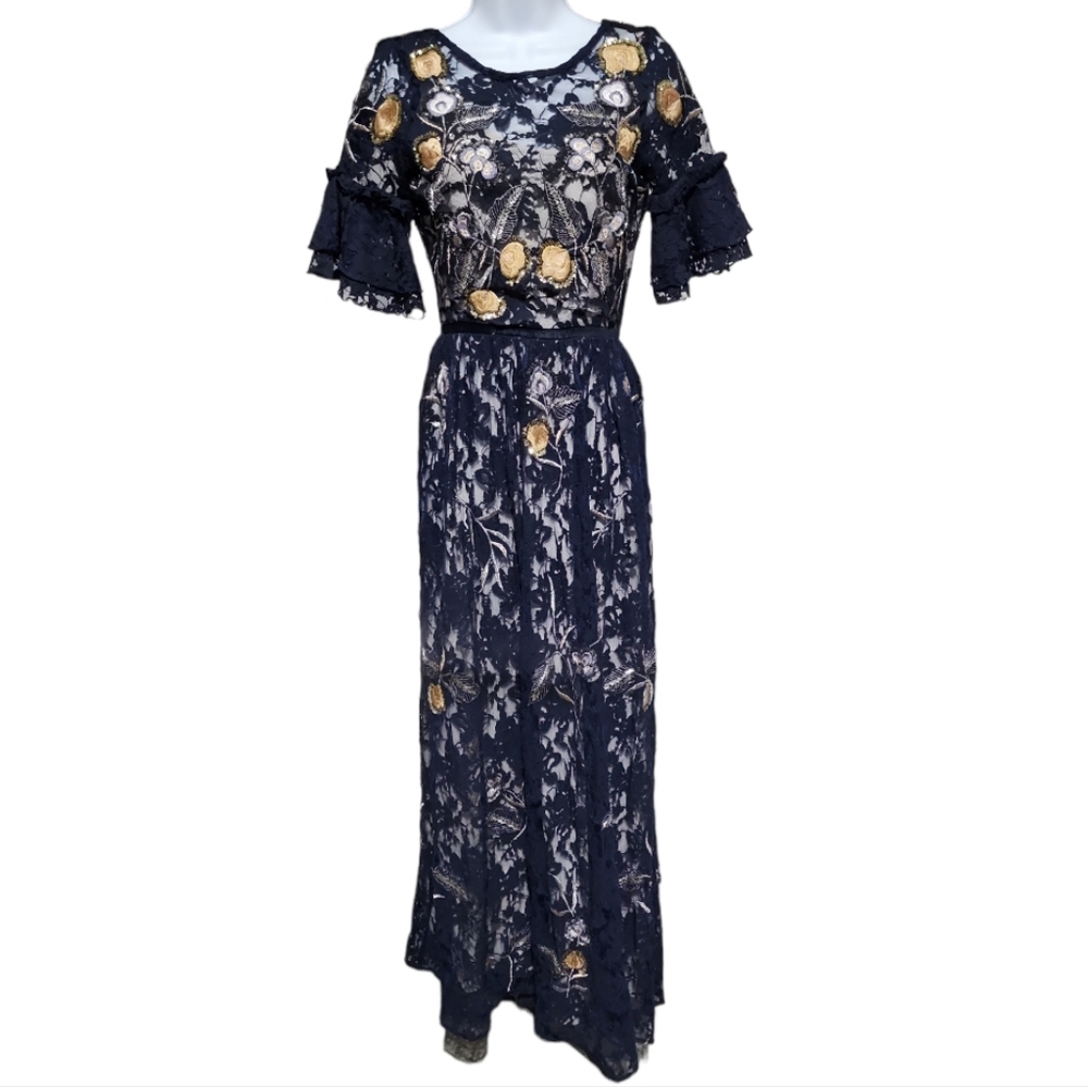 *Frock and Frill Embroidered Sequins Lace Maxi Boho Dress 8 - Picture 5 of 12